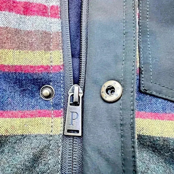 Men’s Pendleton Full Zip Botton Snap Striped Blanket Jacket Green/Brown Size M - Picture 14 of 15